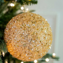 6'' Sequin Bead Champagne Glitter Ball Christmas Ornaments